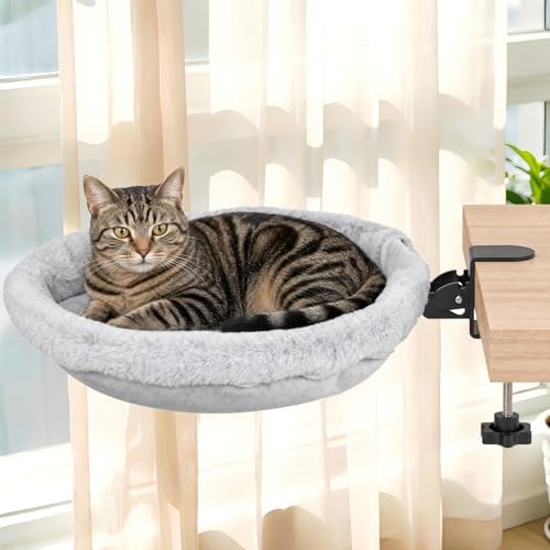 Acools Double Cat Desk Bed for 2 Cats, 360° Rotating Desk Cat Bed, 80 lb (Desk Cat Bed - Single)