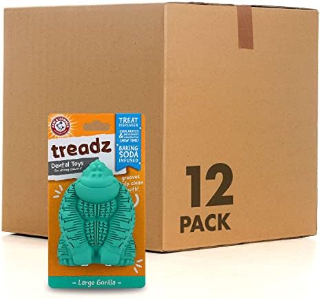 Arm & Hammer Super Treadz Gorilla Dental Dog Chew Toy, Large, 12-Pack