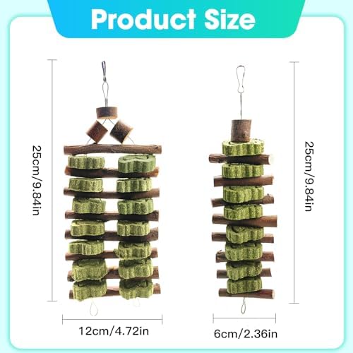 WDEFUN Natural Apple Wood Clover Cake Teeth Grinding Toy String - Rabbit Snack Chewing Toy, Safe and Durable Pet Teeth Grinding Rod, Caring for Dental Health