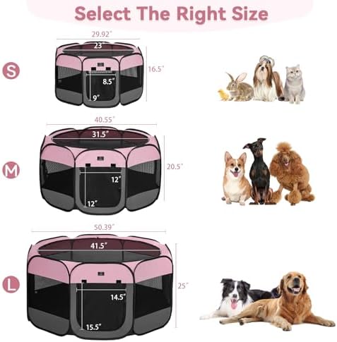 A 4 Pet 50.39-in Dog Playpen, Small Dogs & Puppies, Pink+Grey