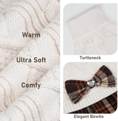 KYEESE Dog Sweater Dress for Small Dogs Turtleneck Thick Knit Pullover