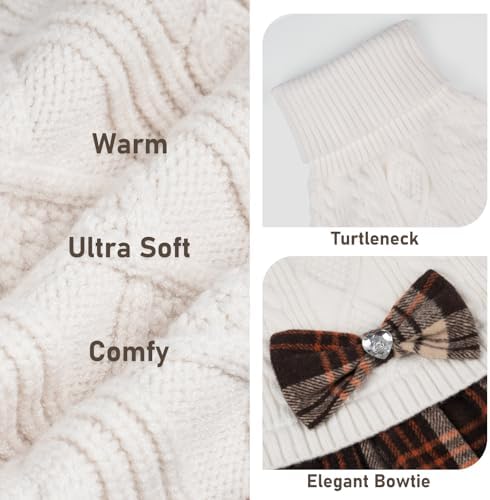 KYEESE Dog Sweater Dress for Small Dogs Turtleneck Thick Knit Pullover