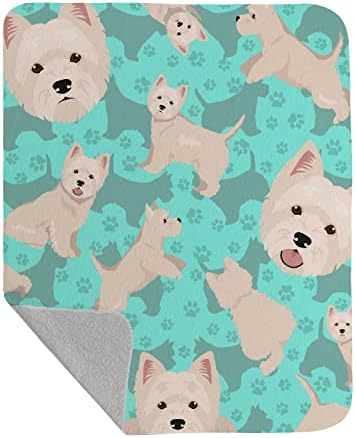Caroline's Treasures MLM1019LQB Westie Quilted Blanket 50x60 Artwork Pattern Quilted Throw Blanket for Bed, Couch, Sofa, Soft and Lightweight