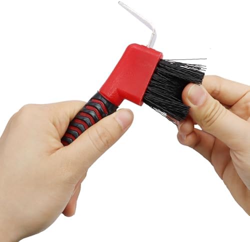 Hoof Pick Brushes, Soft Touch Rubber Handle Portable Hoofpick, Stiff Hoof Pick for Horse Care, Groomers (Red)