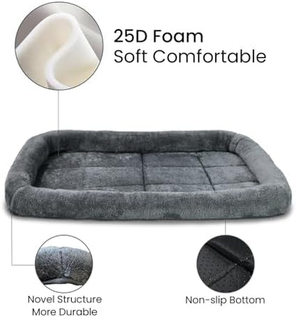 Patas Lague Small Dog Bed Bolster Pet Crate Mat 16''x12'' Dark Grey