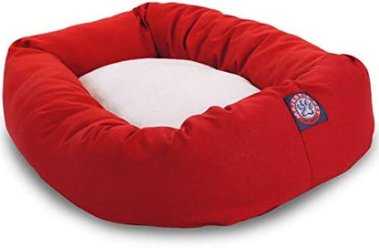 52 inch Red & Sherpa Bagel Dog Bed By Majestic Pet Products