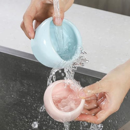 VanEnjoy 2 Pack Medium Hamster Food Bowl Ceramic Guinea Pig Food Dish No Spill Hamster Food and Water Bowl Small Animal Food Bowl - Pink and Blue