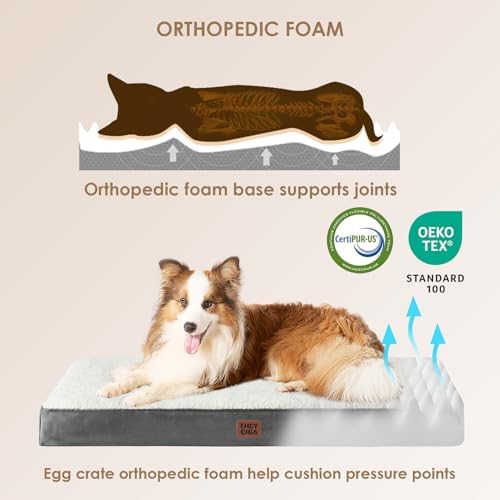 EHEYCIGA Orthopedic Dog Bed Large with Removable Washable Cover, 36IN Beige