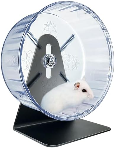 Super Silent Hamster Exercise Wheel - Adjustable Stand, Quiet Rat Wheel ( 6 inch, Transparent)