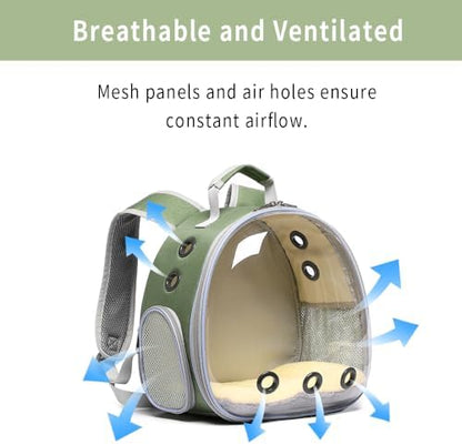 Bunny Carrier, Guinea Pig Carrier,Small Animal Carrier Backpack for Rabbit,Bearded Dragon, Lizard,Hamster,Kitten. Breathable Pet Travel Cage Bag (Army Green)