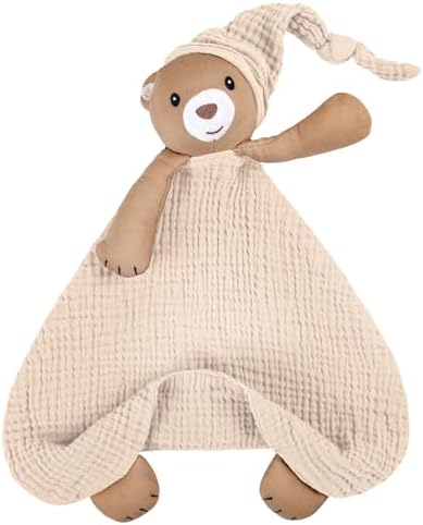 lulumoon Bear Baby Security Blanket: Skin-Friendly Muslin Snuggle Lovey