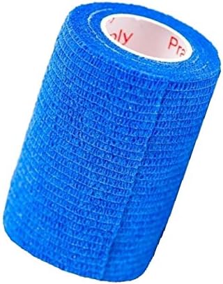Vet Wrap Tape (Blue) (2 Pack) (3 Inch x 15 feet) Self Adhesive Adherent Adhering Cohesive Flex Self Stick Bandage Grip Roll Dog Cat Pet Horse