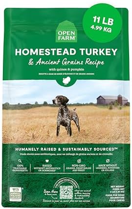 Open Farm Ancient Grains Dry Dog Food, Homestead Turkey Kibble, 11lb Bag