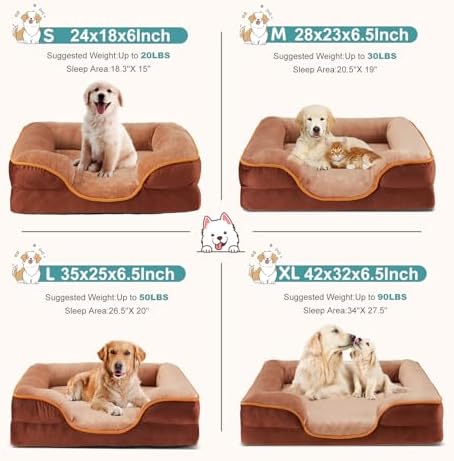 Sweetcrispy Orthopedic Large Dog Bed, Waterproof Pet Sofa Supportive Bed