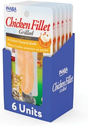 INABA Grilled Fillet Cat Treats, Chicken in Chicken Broth, 6ct