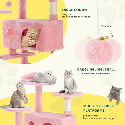 DUMOS 54 Inch Cat Tree Tower with Scratching Posts, Indoor Use