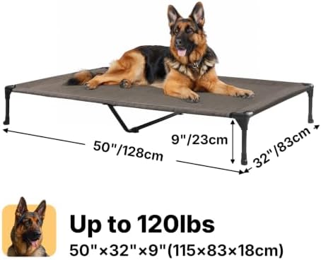 Veehoo Outdoor Elevated Dog Bed Large Sized Dogs, Cooling Raised Dog Cots