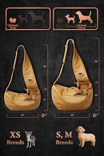 Noah & Paw Dog Sling Carrier for Small Dogs 5-18lb, Dog Sling for Small Dogs and Cats, Dog Carrier with Adjustable Padded Strap, Vegan Leather Lined with Fur, 3X Safety Features, Machine Washable