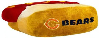 Pets First NFL Chicago Bears HOT Dog Plush Dog & CAT Squeak Toy - Cutest HOT-Dog Snack Plush Toy for Dogs & Cats with Inner Squeaker & Beautiful Football Team Name/Logo 8 x 5 x 3 Inches