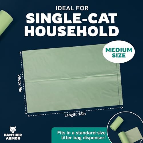 Panther Armor Cat Litter Bags for Poop, 100 Compostable Cat Poop Bags