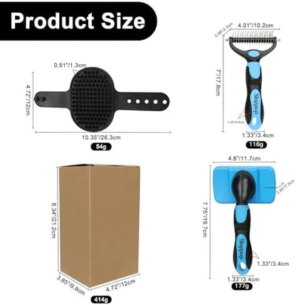 Blue Pet Grooming Kit 3Pcs Dematting Comb for Dogs&Cats Shedding