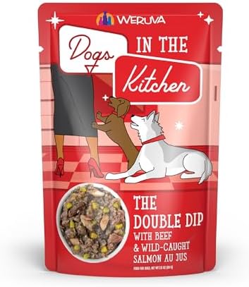 Weruva Dogs in the Kitchen, The Double Dip with Beef & Wild-Caught Salmon Au Jus Dog Food, 2.8oz Pouch (Pack of 12)