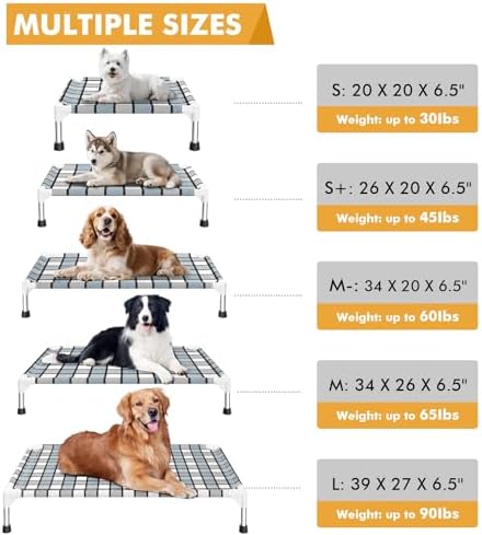 Caghash Elevated Outdoor Raised Dog Bed, Lifted Dog Cot for Medium Pet