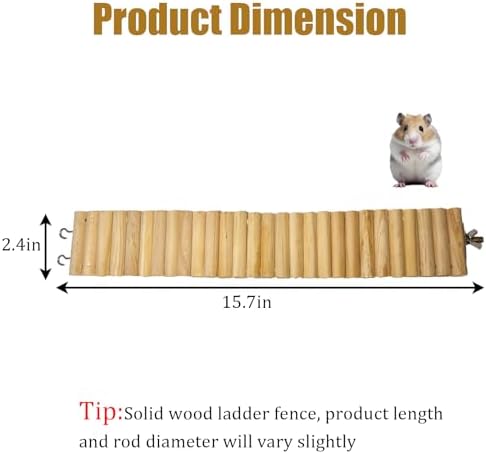 15.7x2.4In Wood Hamster Bridge Climb Toys for Rat Gerbil Sugar Glider Mice