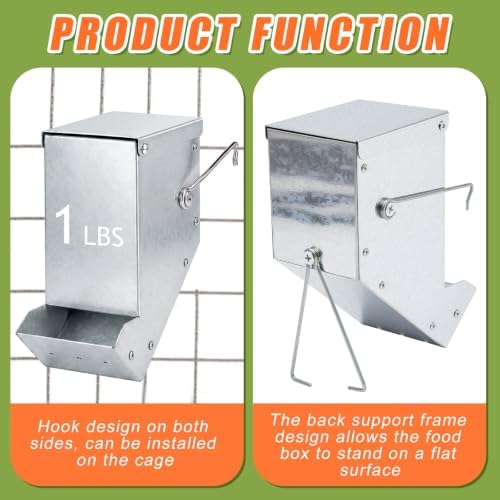 Maxcheck 2 Pcs Rabbit Feeder for Cages, 3.2 Inches, Mesh Bottom, Silver