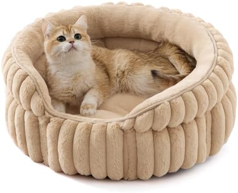 Bedsure ComfyFleece™ Washable Cute Cat Bed,Soft Round Kitten Bed,20in