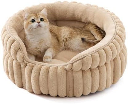 Bedsure ComfyFleece™ Washable Cute Cat Bed,Soft Round Kitten Bed,20in