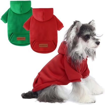 2 Pack Dog Hoodie Warm Hood Dog Sweater Cold Weather Small Dogs Sweatshirt Comfort Pet Clothes for Small Medium Dogs with Pockets Cats Chihuahua Clothes for Male Female Girl Boy Sporty Daily Wear