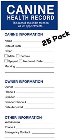 Revival Animal Health, Dog Health Record Booklets, Track Vaccinations, Exams, Deworming & Treatments – Veterinary Record Keeper, Customizable & Compact Format for Pet Owners, Shelters & Vets, 25 Pack