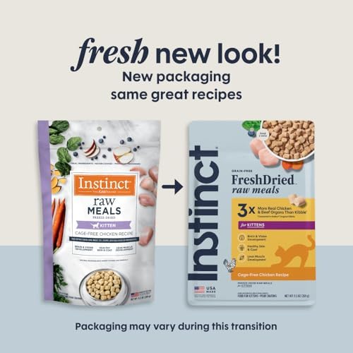 Instinct Kitten Freeze Dried Raw Meals, Dry Cat Food, Chicken, 9.5 oz. Bag