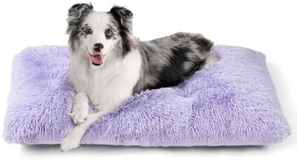 EHEYCIGA Fluffy Dog Crate Bed for Large Dogs, Plush Faux Fur Pad, Purple