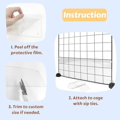 12 Pcs Cage Guard 13.8"x4.7" with Zip Ties Scatter Guard Clear