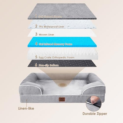 EHEYCIGA Orthopedic Dog Beds Large Sized Dog, Waterproof Washable Pet Bed