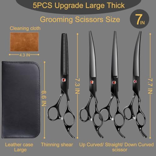 5 in 1 Premium Thick Professional Large 7IN Dog Grooming Scissors