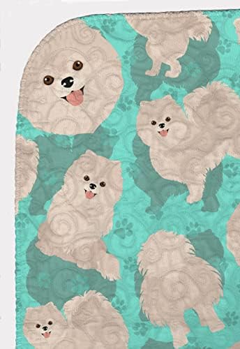 Caroline's Treasures MLM1084LQB White Pomeranian Quilted Blanket 50x60 Artwork Pattern Quilted Throw Blanket for Bed, Couch, Sofa, Soft and Lightweight