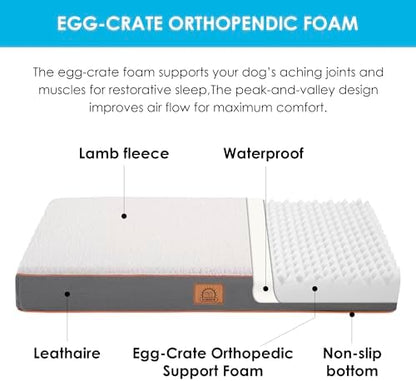 Sunheir Washable Orthopedic Medium Dog Bed, Large Waterproof Dog Crate Bed