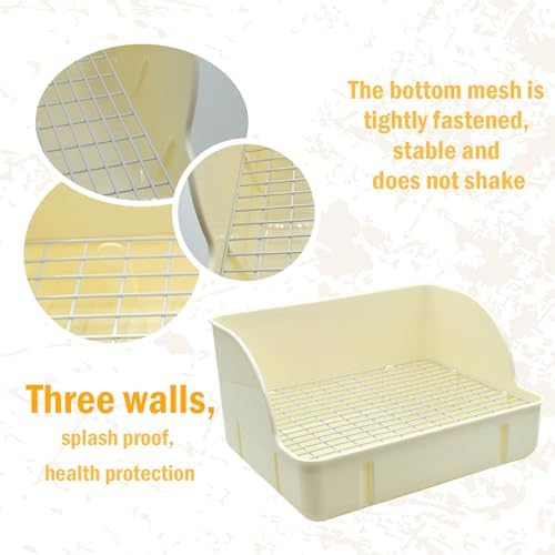 12Pcs Rabbit Litter Box for Cage, Bunny Potty Trainer Corner Guinea Pig Plastic Square Grate Toilet Pet Bedding Litter Box for Small Animal Ferret Hamster Hedgehog (White)