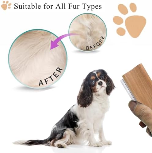 Wooden Deshedding Brush for Dogs, Cats & Horses, Deshedding Grooming Tool Curry Comb Pet Hair Removal Tool, Deshedding Dog Brush Combs for All Hair Types, 4.33 Inch