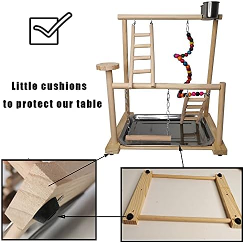 Hamiledyi Small Bird Playground Parakeet Play Gym Wooden Parrot Perch Stand
