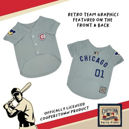 MLB Chicago Cubs Vintage Throwback Jersey for Dogs & Cats in Team Color. Comfortable Polycotton Material, Extra Large