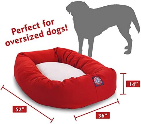 52 inch Red & Sherpa Bagel Dog Bed By Majestic Pet Products