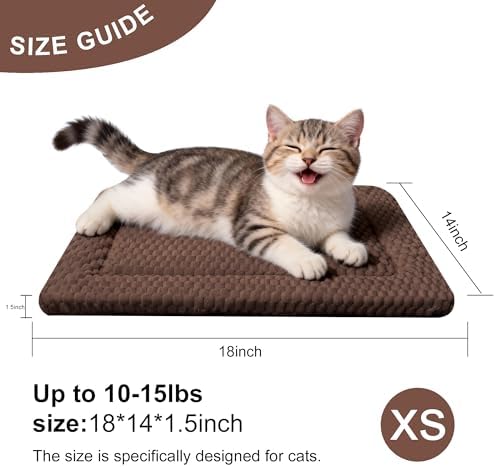 Dog Bed Mat – Soft & Comfortable Dog Kennel Pad for Crate – Durable Crate Bed & Mat for Dogs & Cats (Dark Brown, XS(18"*14"*1.5"))