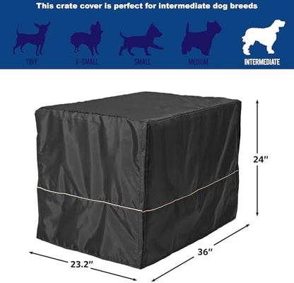 MidWest Homes for Pets Intermediate Dog Crate Cover, Black Polyester Privacy Kennel Cover Fits Most 36-Inch Crates, Machine Washable, Reduces Barking & Chewing