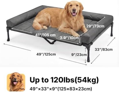 Veehoo Outdoor Elevated Dog Bed with Waterproof Bolster Cushion, Cooling