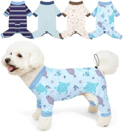 Bienbee Dog Pajamas, 4 Pack Adjustable Onesies for Small to Large Dogs M