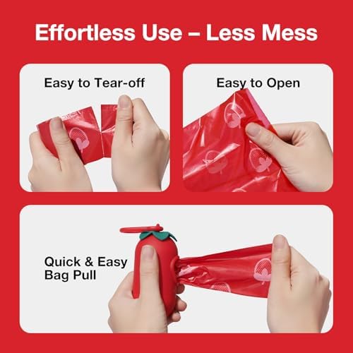VETRESKA Dog Poop Bag Dispenser with Strawberry Scented Bags, 105 Counts